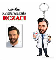 Kişiye Özel Kişiye Eczacı Karikatür Anahtarlık Karikatürlü 8 cm MDF Anahtarlık - Kişiye Eczacı Karikatür Anahtarlık Hediyesi Sağlık ve Bilim Çalışanı Hediyesi