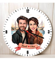 Sevgiliye Hediye Kişiye Özel Boğaz Köprüsü ve Aşkımız Karikatürlü Duvar Saati