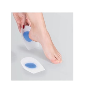 Kadın Silikon Tabanlık Ortopedik Ayakkabı Topukluk Jel Yastık Topuk Dikeni Tabanlık 6 x 10.5 cm (Beyaz-Mavi)