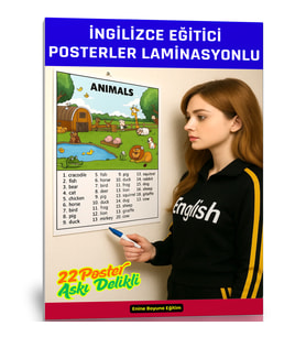 İngilizce Eğitici Posterler (Delikli – Lamine Edilmiş – A3– 22 Adet)