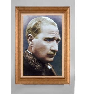 Altın Varaklı Paspartulu Çerçeveli Atatürk Tablo nt626