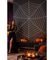 Beyaz Örümcek Ağı 250x250 cm Halloween Cadılar Bayramı Büyük Boy Duvar ve Pencere Parti Süsü