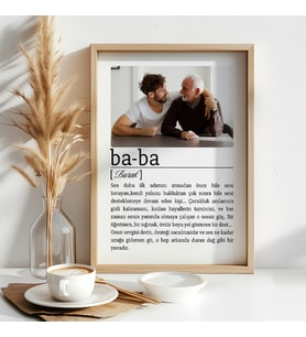 Çocuk Kalbi Atölyesi - Minimalist Fotoğraflı Baba Tanımı Tasarım Tablo, Babalar Günü Hediyesi, Babalar Günü Tablosu