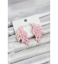 Pembe Renk Kristal Taşlı Kanat Küpe