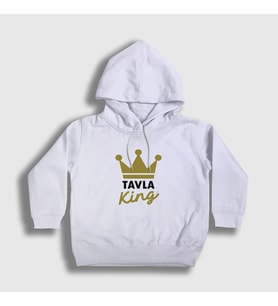 Presmono Unisex Çocuk Beyaz Backgammon King Tavla Kralı Oyun V2 Kapüşonlu Sweatshirt 416653tt (Beyaz)