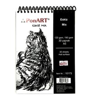 Ponart Eskiz Mix Blok Spiralli 120-190 gr. 30 Sayfa A5 