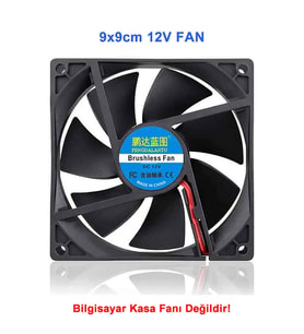 DC 12V FAN 90x90mm 9025 3200Rpm 9x9cm Sessiz 2 Pin Fırçasız Soğutma Kuluçka Ekran Kartı