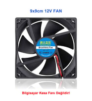 DC 12V FAN 90x90mm 9025 3200Rpm 9x9cm Sessiz 2 Pin Fırçasız Soğutma Kuluçka Ekran Kartı