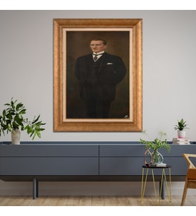 Altın Varaklı Çerçeveli Paspartulu Atatürk Tablo DC1030 (Gold)