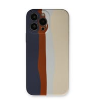 Iphone 13 Kılıf Ebruli Lansman Silikon - Lacivert-Krem