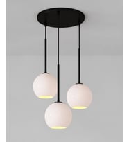 MYLİGHTS  MODERN SPOR OPAL CAMLI ÜÇLÜ AVİZE  SALON AVİZE SOFT IŞIK (Siyah)