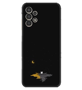Samsung Galaxy M14 Kılıf Silikon Desen Özel Seri Ay ve Kedi 1683