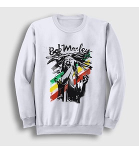 Presmono Unisex Beyaz Stage Bob Marley Sweatshirt 265771tt
