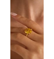 Sarı üç Karat Ayarlı Tek Taş Yüzük 925 Ayar