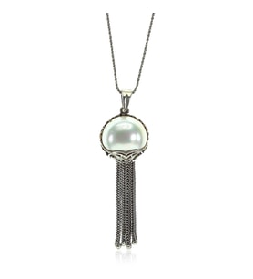Söğütlü Silver Gümüş incili püsküllü otantik kolye