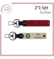 Aslan Temalı Klasik Hatıra, Erkek Kardeşe Yazılabilir Kişisel Deri Takım, Kırmızı-Sütlü Kahve