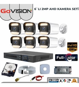 6’LI 2MP FULL COLOR 3.6MM LENS 1080P FULLHD WARMLED AHD DIŞ MEKAN SETİ