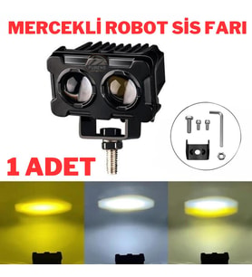 Robot Sis Farı 1 Adet Sarı – Beyaz 50W Motosiklet Off Road Atv Utv Araba Uyumlu Baykuş Sis