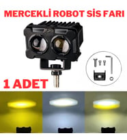 Robot Sis Farı 1 Adet Sarı – Beyaz 50W Motosiklet Off Road Atv Utv Araba Uyumlu Baykuş Sis