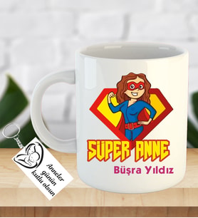 İsme ve Anneler Gününe Özel Kupa Bardak Anahtarlık Hediye