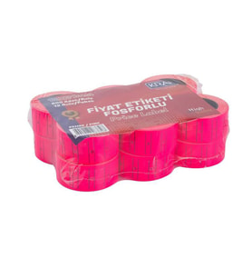 Kraf Fiyat Etiketi FOSFORLU PEMBE 12'li Paket 