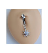 Deliksiz Kuzey Yıldızı Sallantılı Sıkıştırma Klipsli Göbek Piercingi Belly Piercing (Sarı)