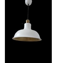 Retro Metal Dekoratif Beyaz İçi Gold Eskitme Duylu Tekli Sarkıt Avize Çap:30 cm