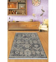 Antrasit Vintage Dokuma Pamuk Taban Kaymaz Kilim KLM276