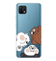 Oppo A15 / A15S Uyumlu Kafadar Ayılar Desenli Şeffaf Telefon Kılıfı