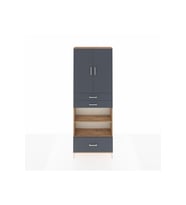 Arges Dolap 5 Raflı 3 Çekmeceli 2 Kapaklı 88x30x243 Çam-Antrasit