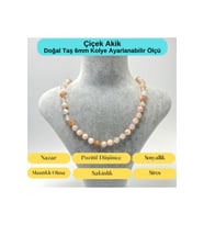 SERTİFİKALI Çiçek Akik Doğal Taş 6mm Makrome Kolye 45cm- 55cm Ayarlanabilir Ölçü