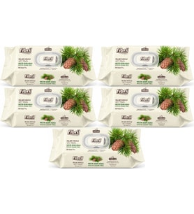 Fibril Islak Havlu Mendil 90 Yaprak Mistik Sedir Ağacı Plastik Kapaklı (5 Li Set) 450 Yaprak