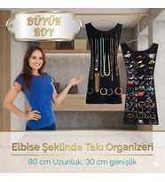 Siyah Elbise Şeklinde Takı Organizeri Çift Taraflı Takı Düzenleyici Askılı Küpe Kolye Bileklik Toka