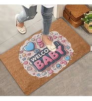 Valerine Life Hoş Geldin Bebek Welcome Yeni Doğan Kapı Önü Paspası 45x70cm (Kahverengi)