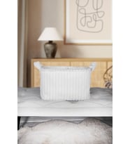 %100 Pamuk Beyaz Kadife Dikdörtgen Sepet 27x37x25 (Standart)