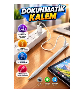Universal Dokunmatik Kalem iOS Android Windows Uyumlu Yedek Uçlu Çizim ve Yazı Kalemi