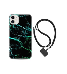 Apple Iphone 13 Mini Kılıf Silikon Desen Boyun Askılı Green Thunder 1693