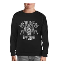 Viking Blood Crows and Axes Siyah Çocuk Sweatshirt