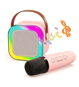 Mini Kablosuz Bluetooth Karaoke Hoparlör Kareoke Makinesi Pembe Pembe