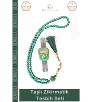 #Zikirmatik Taşlı Zikirmatik LCD Ekranlı Hafızalı Hac Umre Mevlüt Kutulu 99'lu İnci Tesbih Set
