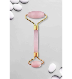 Pembe Kuvars Doğal Taş Altın Face Roller Çift Taraflı Masaj Aleti