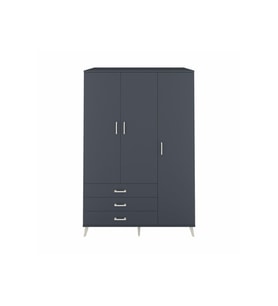 Kronos Dolap 6 Raflı 3 Çekmeceli Tek Askılı 132x59x195 Antrasit-Antrasit/Antrasit