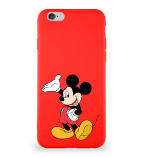 Apple iPhone 6 Soft Premier Kapak Mickey Mouse-C Tasarımlı Silikon Kılıf - Kırmızı (Şeffaf)