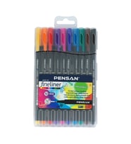 Pensan 6500 Fineliner 0.4 mm Keçe Uçlu Kalem 10 Renk Plastik Kutulu Set
