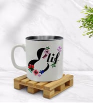 BK Gift Kişiye Özel Harfli İsimli İçi Siyah Renkli Kupa Bardak Model 3