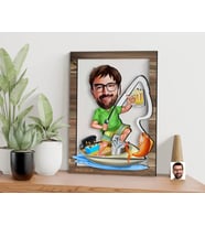 BK Gift Kişiye Özel Balıkçı Karikatürlü 3D Ahşap Tablo, Sevgiliye Hediye, Arkadaşa Hediye, Yıl Dönümü Hediyesi, Doğum Günü Hediyesi-1