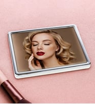 BK Gift Kişiye Özel Fotoğraflı Gümüş Fotoğraflı Makyaj Aynası(13x18cm), Arkadaşa Hediye, Sevgiliye Hediye