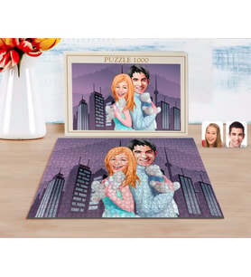 BK Gift Kişiye Özel Sevgililer Karikatürlü 1000 Parça Profesyonel Puzzle-87