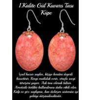 Sertifikalı Oval Kesim Gül Kuvars Taşı Doğal Taş Küpe - Aaa+kalite (Çok Renkli)