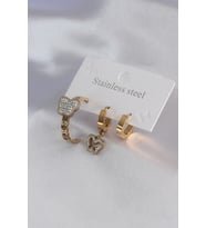 316L Çelik Gold Renk Kelebek Model Zirkon Taş Detay Kadın Küpe Kombini 5886 - GLST5432-7331